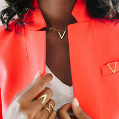 V Drop Necklace: Brass