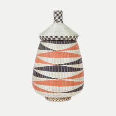 Teardrop Woven Basket: Black & Rust