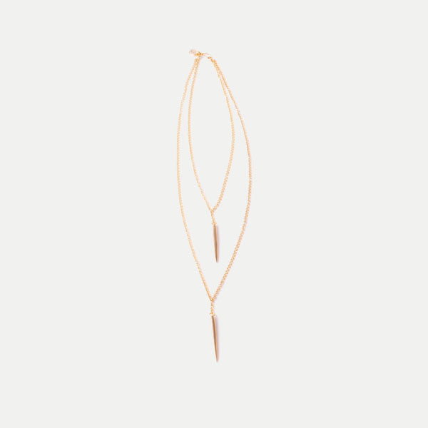 Layered Moto Necklace: Brass