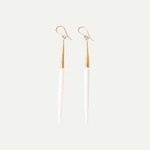 Capped Quill Earrings: White