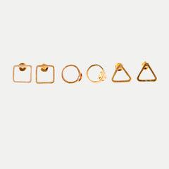 Geometric Shapes Stud Earrings Set