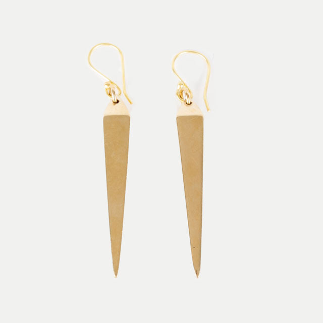 Pyramid Earrings: Brass
