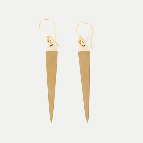 Pyramid Earrings: Brass