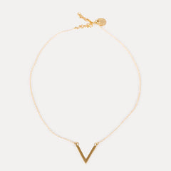 V Drop Necklace: Brass