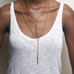 Layered Moto Necklace: Brass