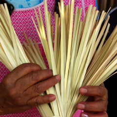 Palm Leaf Basket: Mandarin & Turquoise