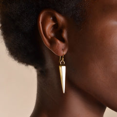 Pyramid Earrings: Brass