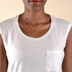 V Drop Necklace: Brass