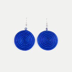 Woven Spiral Earrings: Blue (Small)