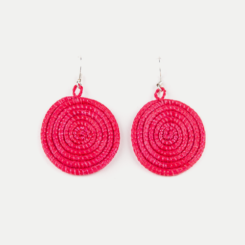 Woven Spiral Earrings: Red (Small)