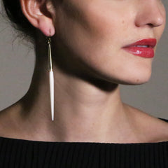 Capped Quill Earrings: White