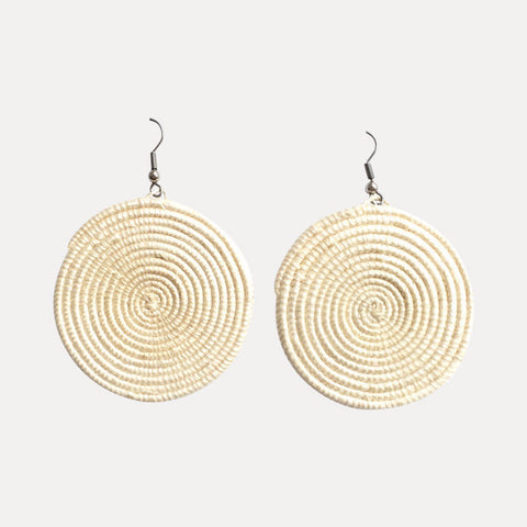 Woven Spiral Earrings: Natural (Large)