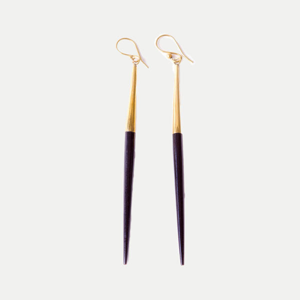 Capped Quill Earrings: Black