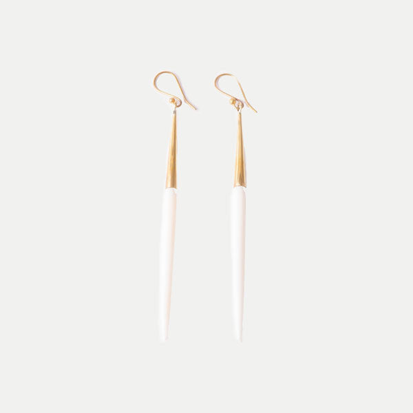 Capped Quill Earrings: White