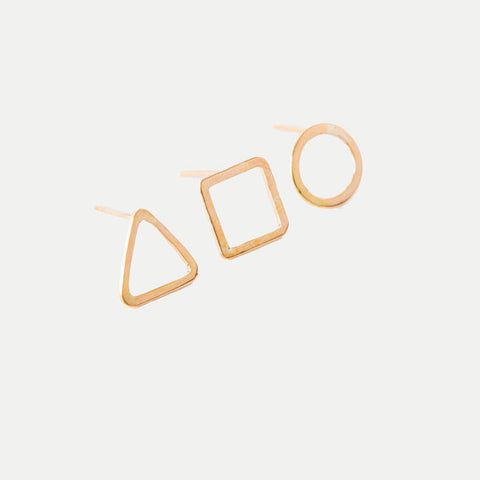 Geometric Shapes Stud Earrings Set