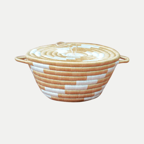Woven Pot with Lid: Caramel Twist