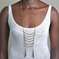 Layered Bar Necklace: Brass